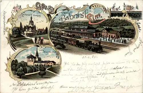 Gruss vom Bahnhof Elm - Litho Schlüchtern -437260