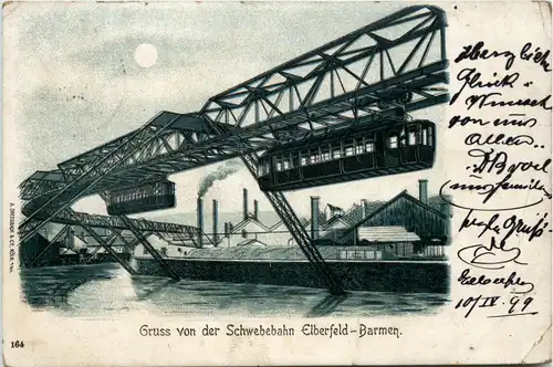 Gruss von der Schwebebahn Elberfeld Barmen - Litho -437460