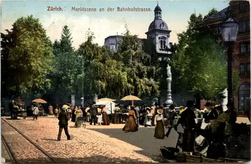 Zürich - Marktscene an der Bahnhofstrasse -439064