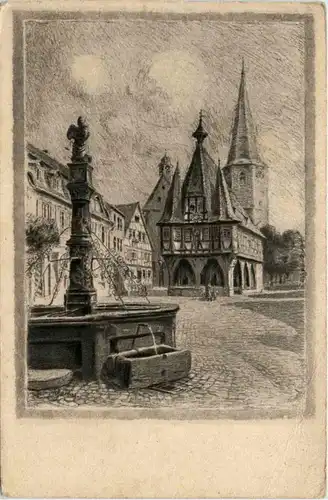 Michelstadt - Rathaus mit Kirche -439874