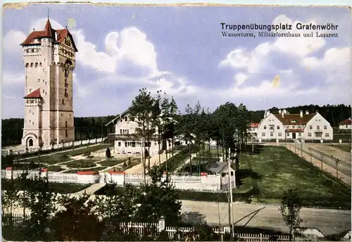 Bayern/Grafenwöhr - Truppenübungsplatz - Wasserturm, Militärforsthaus und Lazarett -340112