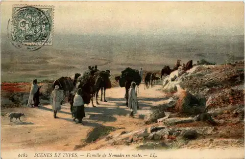 Algerien sonstige, Scenes et Types, Famille de nomades en route -363162