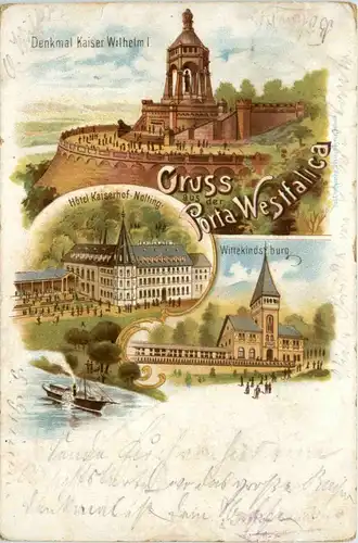 Gruss aus der Porta Westfalica - Litho -70620