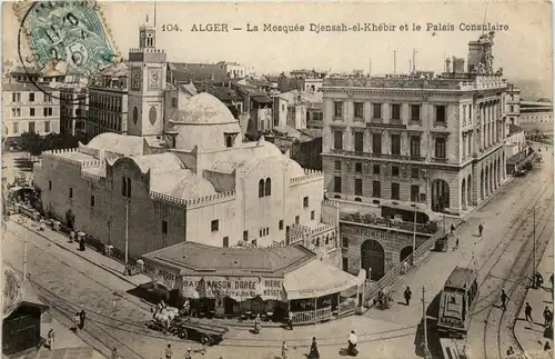 Alger, La Mosquee Djensah-el-Khebir et le Palais Consulaire -363294
