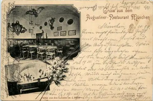 München - Gruss aus dem Augustiner Restaurant -73442