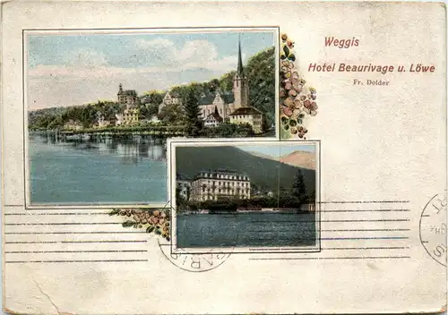 Weggis - Hotel Beaurivage und Löwe - Reliefkarte -447538