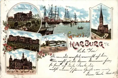 Gruss aus Harburg - Litho -448070