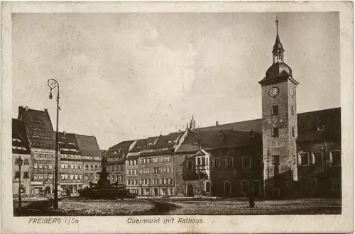 Freiberg in Sachsen - Obermarkt mit Rathaus -448414