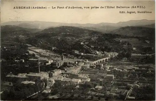 Aubenas, Le Pont dÀubenas, vue prise de l`Hotel Bellevue -364968