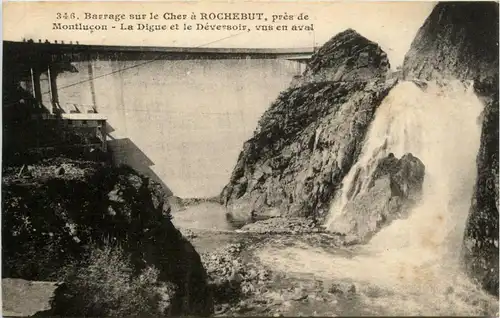 Montlucon, Barrage sur le Cher a Rochebut - La Digue et le Deversoir, -363850