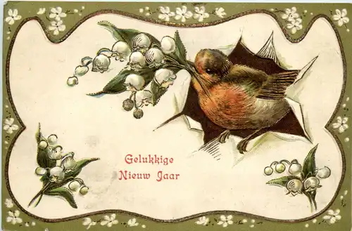 Nieuw Jaar- Vogel - Prägekarte -422530