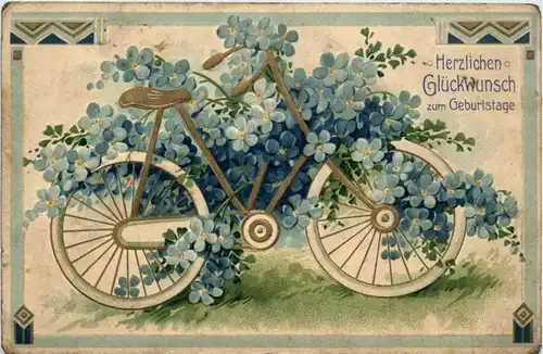 Geburtstag - Fahrrad - Prägekarte -422550