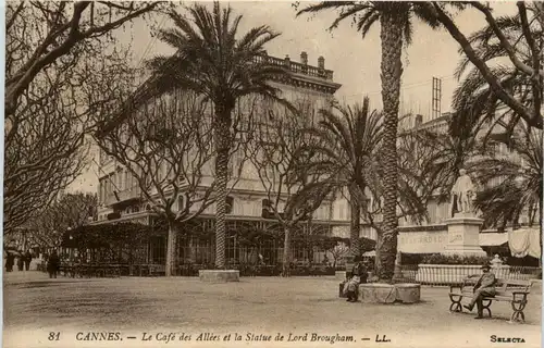 Cannes, Le Cafe des Allees et la Statue de Lord Brougham -367108