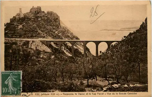 Eze, Panorama, le Viaduc et le Cap Ferrat -367022