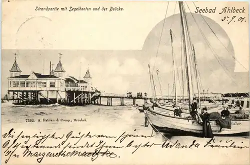 Seebad Ahlbeck - Strandpartie mit Segelbooten -425814