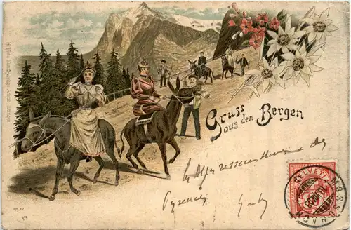 Gruss aus den Bergen Humor - Litho -426998