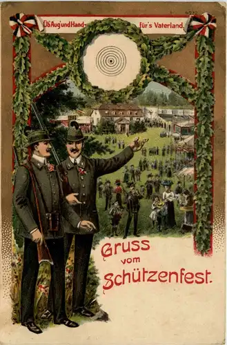 Zerbst - Gruss vom Schützenfest - Litho -428218