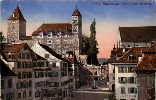 Rapperswil - Marktplatz mit Burg -453100