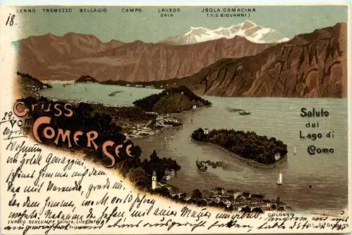 Saluto dal Lago di Como - Litho -74042