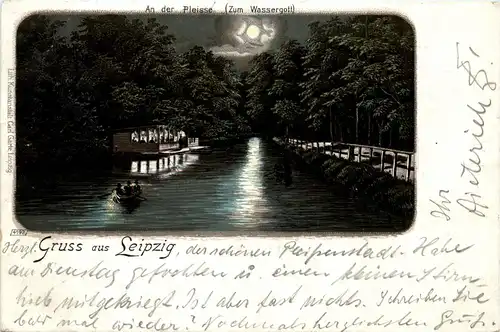 Gruss aus Leipzig - AN der Pleisse - Litho -90668