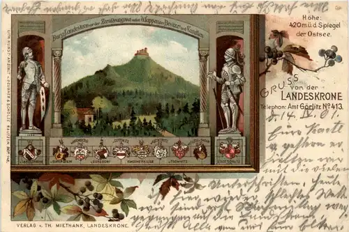 Görlitz - Gruss von der Landskrone - Litho -90828