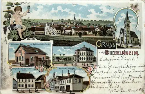 Gruss aus Biebelnheim - Litho -91018