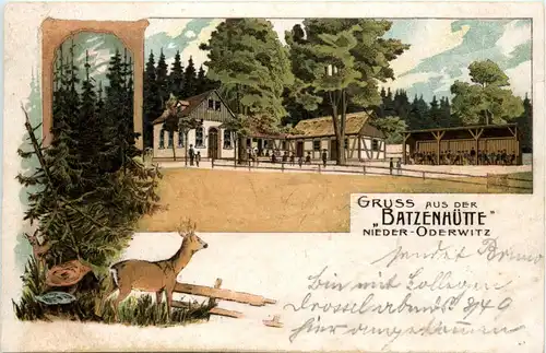 Gruss aus der Batzenhütte Nieder-Oderwitz - Litho -90982