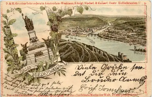 Gruss vom Niederwald - Rüdesheim - Litho -91038