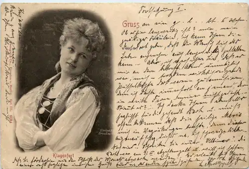 Klagenfurt - Frau in Tracht - Prägekarte -90908