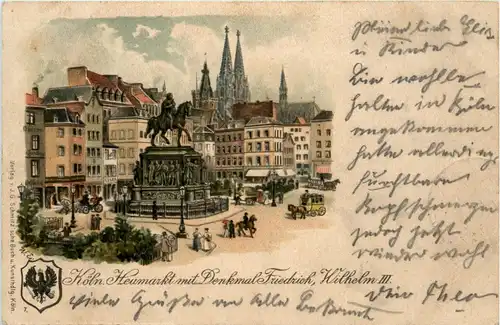 Köln Heumarkt mit Denkmal Friedrich Wilhelm - Litho -91122