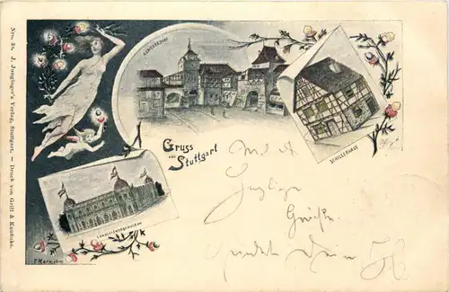 Gruss aus Stuttgart - Litho - Privatganzsache 1896 -90572