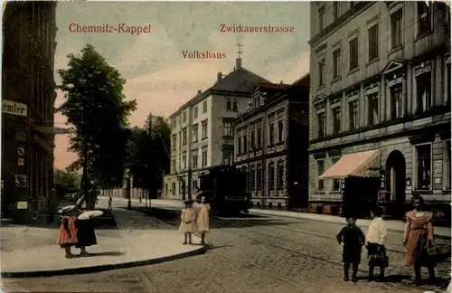 Chemnitz-Kappel - Zwickauerstrasse mit Volkshaus -91222