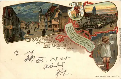 Gruss aus Lauterbach - Litho - Prägekarte -91518
