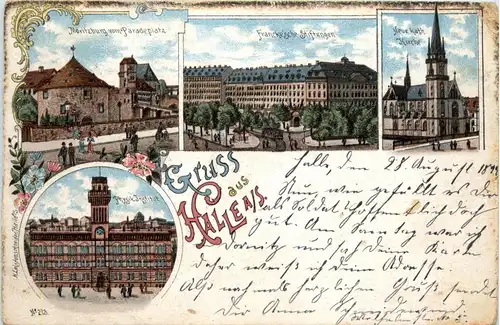 Gruss aus Halle Saale - Litho -90776