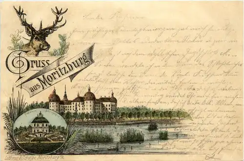 Gruss aus Moritzburg 1892 - Vorläufer Dresden -90796