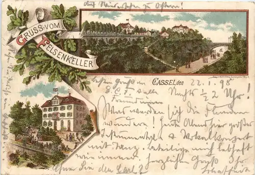 Kassel - Gruss vom Felsenkeller - Litho -91726