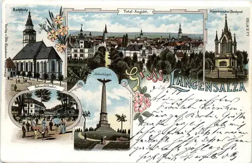 Gruss aus Langensalza - Litho - Bahnpost -90920