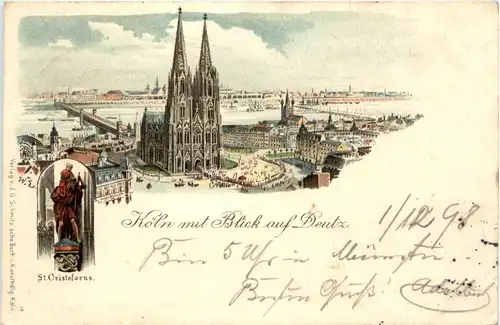 Köln mit Blick auf Deutz - Litho -91056