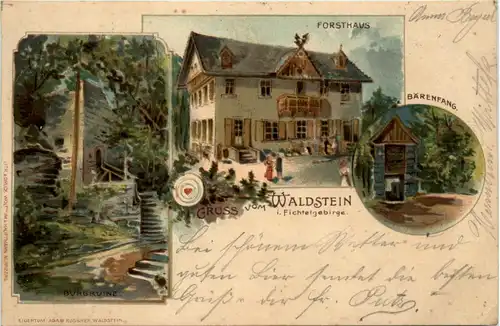 Gruss vom Waldstein im Fichtelgebirge - Litho -91918
