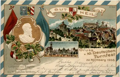 Nürnberg - Gruss vom 10. Deutschen Turnfest 1903 - Litho -91954