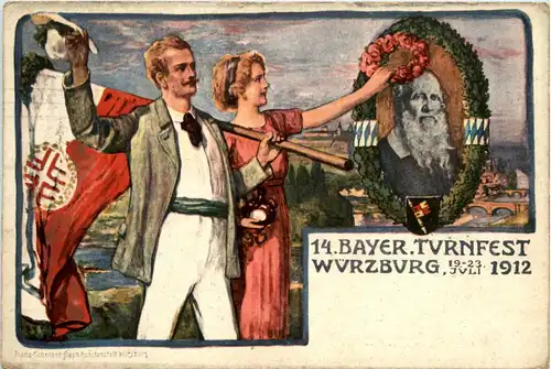 Würzburg - Turnfest 1912 - Privatganzsache PP27 C59 -91984