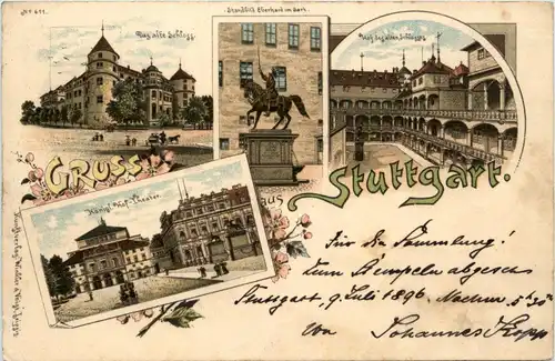 Gruss aus Stuttgart - Litho - Privatganzsache 1896 -90574