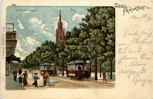 Gruss aus Frankfurt - Litho mit Strassenbahn -90634