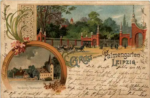 Leipzig - Gruss aus dem Palmengarten - Litho -90714