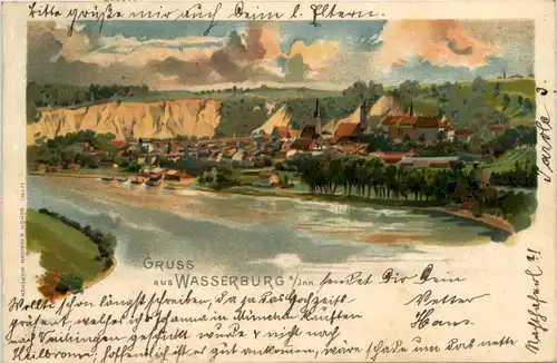 Gruss aus Wasserburg am Inn - Litho -91380