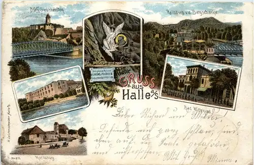 Gruss aus Halle Saale - Litho -90774