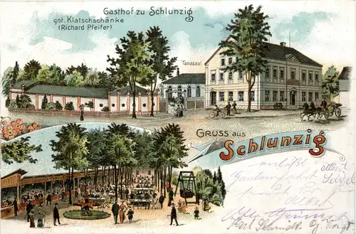 Gruss aus Schlunzig - Gasthof - Litho - Zwickau -90894