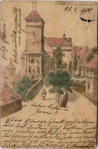 Nürnberg - Äusserer Burghof - Litho -92508