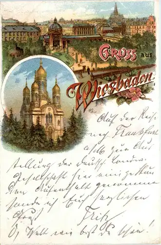 Gruss aus Wiesbaden - Litho -91716