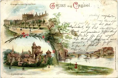 Gruss aus Cassel - Litho -91738